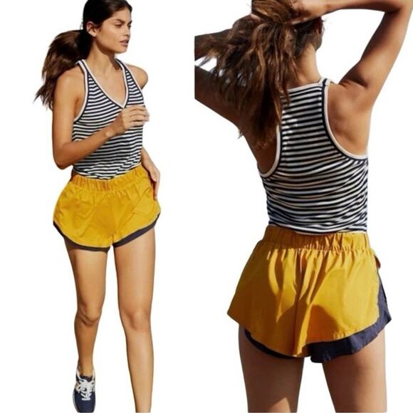 Free People Movement Women’s Hardio Cardio Running Shorts Blue/Yellow Size M - Picture 1 of 5